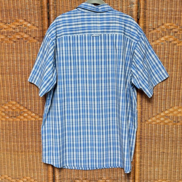 Columbia Omni Shade Blue Plaid Button Down Short Sleeve Mens XL - Picture 5 of 6